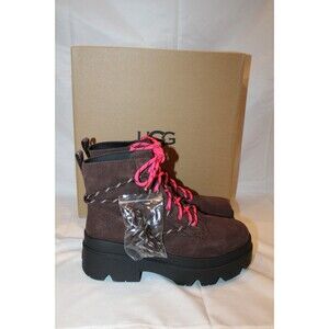 UGG WOMEN'S BRISBANE SUEDE LACE UP PLATFORM  WATERPROOF BOOTS BROWN SZ 8